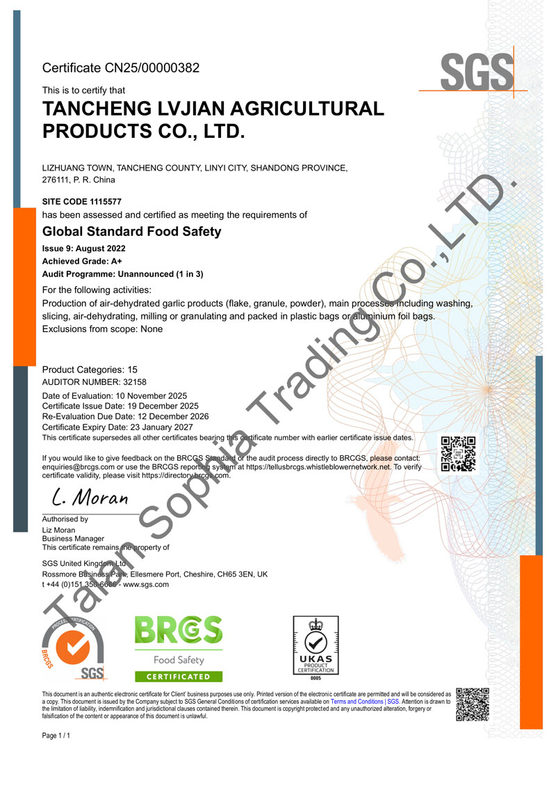 BRC CERTIFICATE